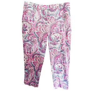 Talbots Petite Perfect Crop Pants Colorful Paisley Print Casual Grandmacore 10P